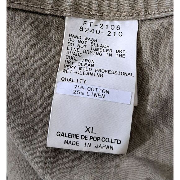 Sage De Cret Womens XL Cotton Linen Tan Paper Bag Waist Pant Made In Japan - Picture 7 of 9